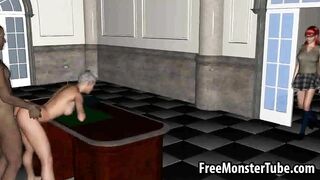Two 3D cartoon babes getting fucked by James Bond