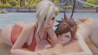 【MMD R-18 SEX DANCE】HOT POOL SWEET INTENSE COCK BLOWJOB 甘い喜び [MMD]