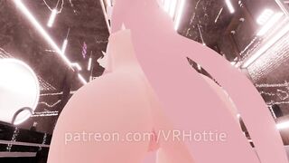 Thicc Booty Pink Hentai Girl Busts out Dildo Nora Lovense Strips down in Restroom POV Lap Dance