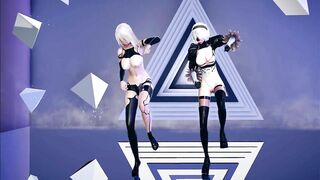 [MMD] Dreamcatcher - Odd Eye Striptease NierAutomata 2B 2A Strip Dance