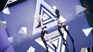 [MMD] Dreamcatcher - Odd Eye Striptease NierAutomata 2B 2A Strip Dance