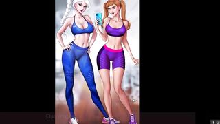 Train your Ass with Elsa [rule 34 Hentai Game] Elsa and her Stepsister Fuck the Gym Teacher