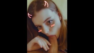 Depraved Girl does Ahegao and Sucks my Snapchat Masked Dick