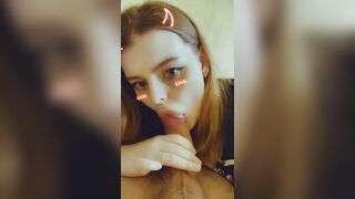 Depraved Girl does Ahegao and Sucks my Snapchat Masked Dick