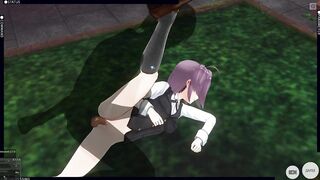 3D HENTAI Konno Yuuki Gets Fucked in the Yard and Takes a Creampie