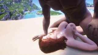 Horsecock Big Natural Tits, Cum between Boobs on a Nude Beach in Public [3d Hentai]