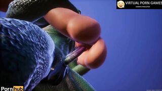 Furry Crocodile Sex with 2 Cocks 4K 60 FPS Animation