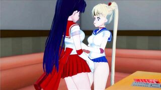 Sailor Moon and Sailor Mars - Lesbian Sex, Fingering, Eat Out, and Trib. Lesbian Hentai.