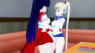 Sailor Moon and Sailor Mars - Lesbian Sex, Fingering, Eat Out, and Trib. Lesbian Hentai.
