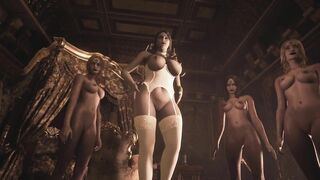 Resident Evil Village Lady Dimitrescu in White Corset Topless Bottomless - 3D Hentai
