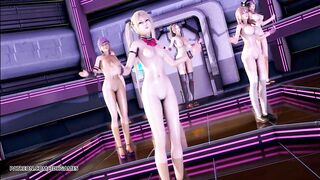 [MMD] PinkCat Striptease Nyotengu Ayane Kasumi Marie Rose Honoka Mai Shiranui DOA Erotic Dance
