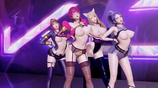 R18 MMD Stellar - Marionette Strip Dance Ahri Akali Evelynn Kaisa 3D Erotic Dance