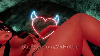 Sexy Red Devil Succubus Rides in POV Lap Dance in Sex Dungeon