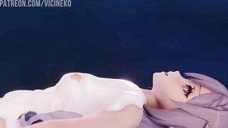 Keqing caçando slime de uma forma diferenciada