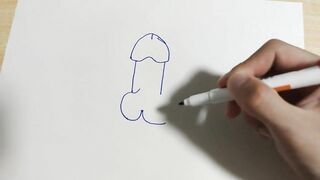 Draw an Illustration of a Dick. then Write a Word that Means Dick in Japanese.