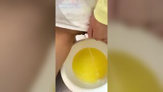 [pee on Diapers] Pissing and Drinking Urine in the Mouth to Nana. Pee Command to Nana