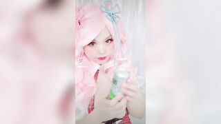 Animegirl Drinking Teaser Cosplaygirl Drinking Teaser Pinkhair