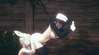 Beautiful Queen + Nun - Threesome - Hentai (Uncensored)