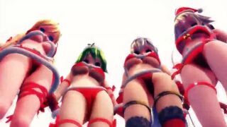 Christmas with Waifus Dancing and Bouncing their Breasts Non-stop
