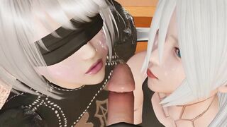 A2 and 2b lick 9s' delicate penis