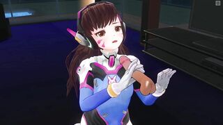 3D HENTAI D.VA jerks off your cock in the penthouse