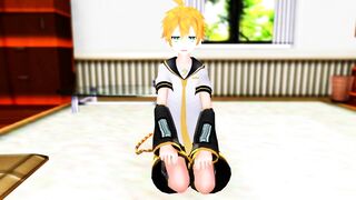 (MMD) Kagamine Rin strips butt-naked for her horny brother!
