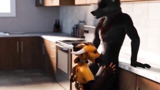 Furry Wolf Kitchen Blowjob Animation