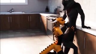 Furry Wolf Kitchen Blowjob Animation