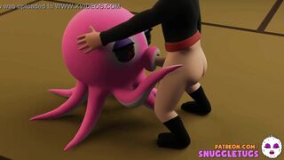 Ninja and OctoGirl Octopus Japanese 3D Hentai t. Cartoon blowjob