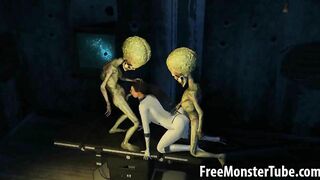 Hot 3D brunette babe gets fucked by two aliensattack3-high 1