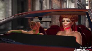 Blonde cop catches a lesbian futa couple in a hd animation