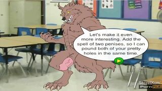Halloween Magic Book pt. 3 - Werewolf Double Penetration