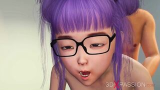 Japanese amateur nerdy teen college girl in glasses getting fucked in the candy room