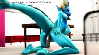 Vaporeon takes dildo in her pussy