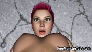 3D redhead lesbian schoolgirl babe gets eaten out