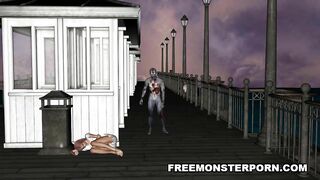 Busty 3D Toon Redhead Fucked on a Pier