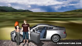 3D Redhead Fucked on the Hood of a Car