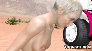 Skinny Short Haired 3D Blonde Fucked Outdoors