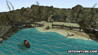 3D Dyke Gets Licked on a Boat