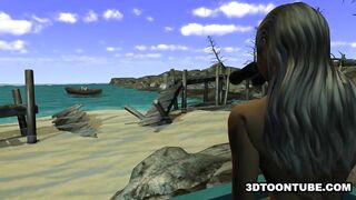 3D Dyke Gets Licked on a Boat