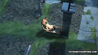3D Babe Fucked in a Graveyard by a Zombie