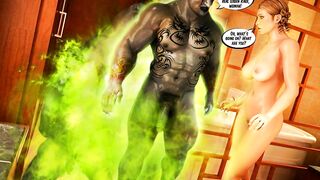 Green Rage Interracial 3D Comic