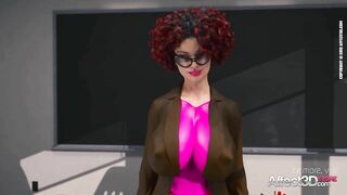Big tits futanari teacher anal fucking her blonde student in a 3d animation