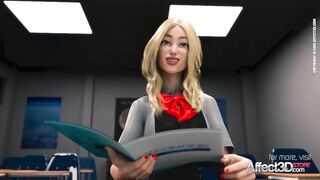 Big tits futanari teacher anal fucking her blonde student in a 3d animation
