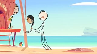 Cartoon Stick People Fucking at Nude Beach - Sexiest Girl Ever Fucking with a StickMan at the Beach