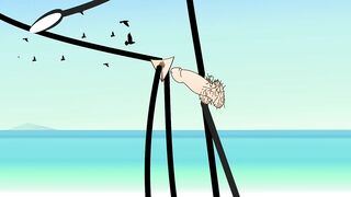 Cartoon Stick People Fucking at Nude Beach - Sexiest Girl Ever Fucking with a StickMan at the Beach