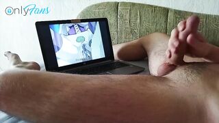 College Guy Watching Uncensored Hentai While Jerking Off With Sexy Moaning