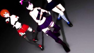 【MMD】(Triple big cock Futanari) Kaat & Meiko & Luna - Pink Cat【R-18】