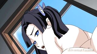 Tajiro fucks Aoi in Shinobu's infirmary - Demon Slayer hentai