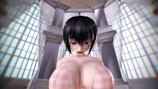 【SEX-MMD】Riding-type waist frilly dance with glasses big pie girl【R-18】